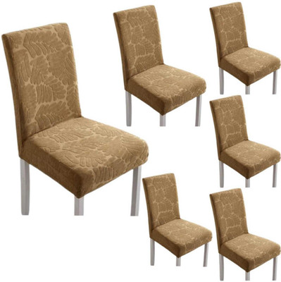 vinsano Jacquard 1 Seater Chair Plain Cover(Pack of 6 mustard)