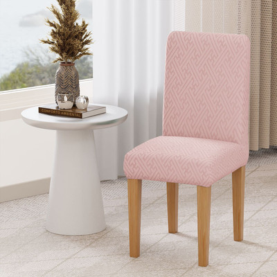 lukzer Jacquard 1 Seater Chair Plain Cover(Pack of 1 Pastel Pink Grid Maze)