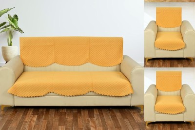 Hardeep Velvet Geometric Sofa Cover(Yellow Pack of 6)