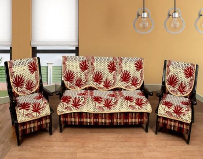 manvicreations Polycotton Floral Sofa Cover(Maroon Pack of 6)