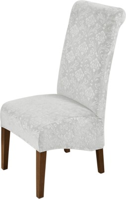 HOKiPO Velvet Damask Chair Cover(Light Grey Pack of 1)