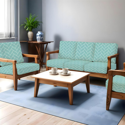 HOTKEI Polycotton 10 Seater Sofa Geometric Cover(Pack of 10 Green, White)