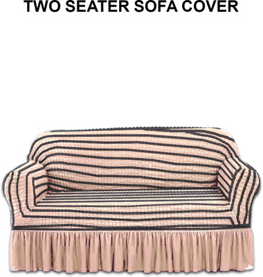 Flipkart SmartBuy Polyester 2 Seater Sofa Polka Cover(Pack of 1 Brown, Beige)