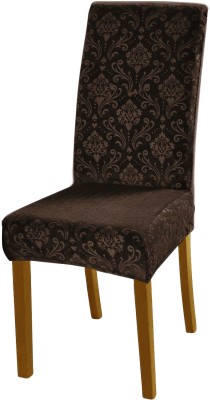 HOKiPO Velvet Damask Chair Cover(Brown Pack of 1)