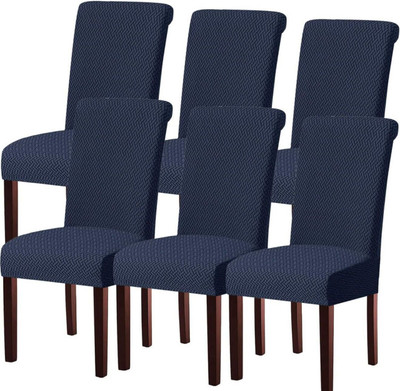 vinsano Jacquard 1 Seater Chair Plain Cover(Pack of 6 navy)