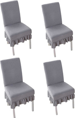 vinsano Jacquard Plain 4 Seater Chair Cover(Grey Pack of 4)
