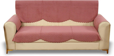 Kailash Velvet Geometric 3 Seater Sofa Cover(Peach Pack of 1)