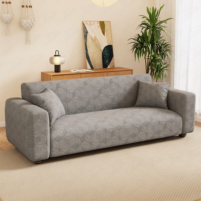 lukzer Jacquard 1 Seater Sofa Geometric Cover(Pack of 1 1 Seater Sofa Cover with 1 Cushion Cover (Pastel Dark Grey Starlight))