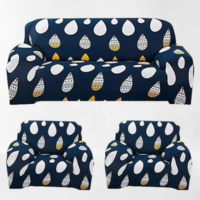 shri radhe Polyester Abstract 3+1+1 Seater Sofa Cover(Blue Pack of 3)