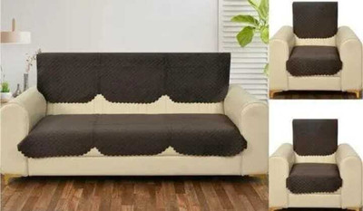 salajya anchla Velvet 3+1+1 Seater Sofa Geometric Cover(Pack of 10 coffee)