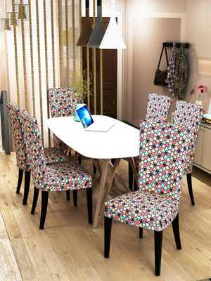 Nendle Polycotton Geometric 1 Seater Chair Cover(Multicolor Pack of 6)