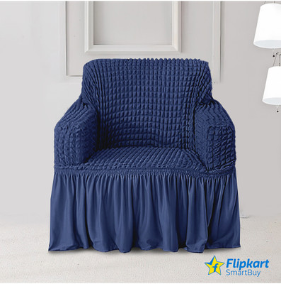 Flipkart SmartBuy Polyester Plain 1 Seater Sofa Cover(Blue, Black Pack of 1)