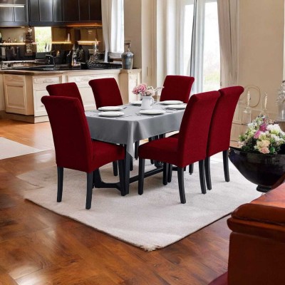 DFH Polycotton Plain Chair Cover(Red Pack of 6)