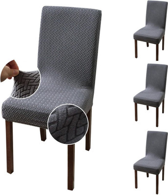 vinsano Jacquard 1 Seater Chair Plain Cover(Pack of 4 grey)