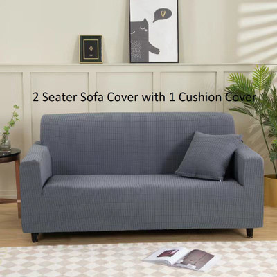 lukzer Polyester Geometric 3 Seater Sofa Cover(Grey Pack of 1)