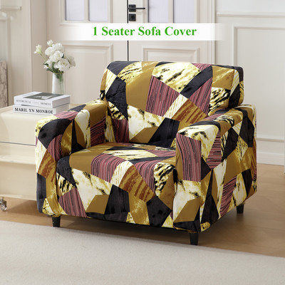 HOKiPO Polyester Abstract 1 Seater Sofa Cover(Multicolor Pack of 1)