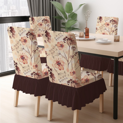 DECORIAN Polycotton 4 Seater Chair Geometric Cover(Pack of 4 Watercolor Leaves)