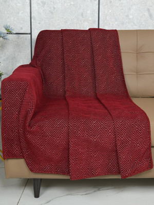 Saral Home Chenille Abstract 3 Seater Sofa Cover(Maroon Pack of 1)