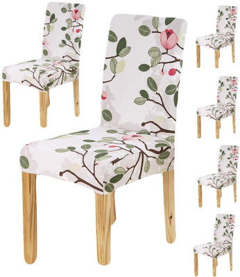 igi Polyester 1 Seater Chair Abstract Cover(Pack of 6 WHITE, GREEN)