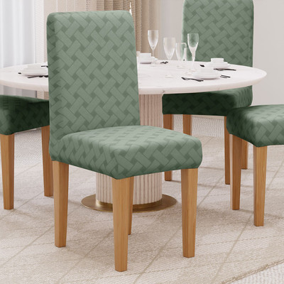 lukzer Jacquard 1 Seater Chair Geometric Cover(Pack of 1 Pastel Green Basket Weave)