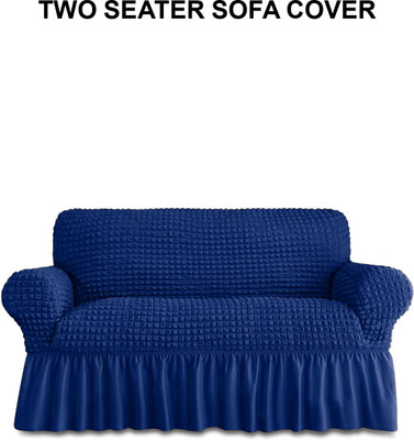 Flipkart SmartBuy Polyester Plain 2 Seater Sofa Cover(Blue Pack of 1)