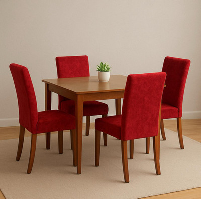 vinsano Velvet 1 Seater Chair Plain Cover(Pack of 4 red)