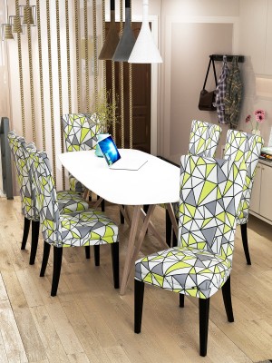 Nendle Polycotton Geometric Chair Cover(Green, Clear Pack of 6)