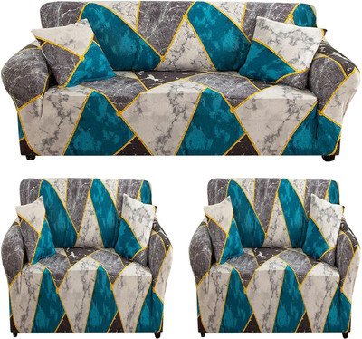 Udeek Polyester 3+1+1 Seater Sofa Abstract Cover(Pack of 3 MULTICOLOR)