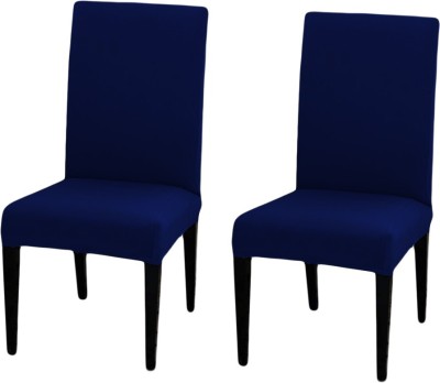 LAZI Polycotton Plain Chair Cover(Blue Pack of 2)