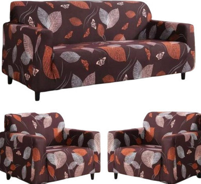 papsun Polyester Floral 3+1+1 Seater Sofa Cover(Maroon Pack of 1)