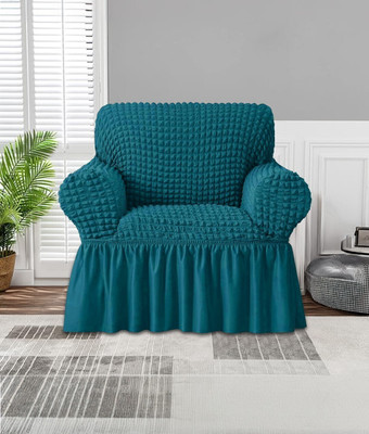 Jaide Polyester Polka 1 Seater Sofa Cover(Green Pack of 1)