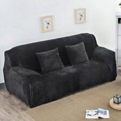 TURIYA Velvet, Polyester 3 Seater Sofa Plain Cover(Pack of 1 Grey)