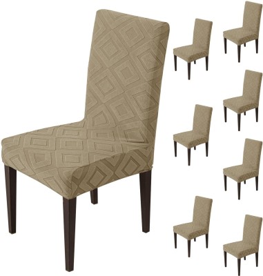 HOUSE OF QUIRK Jacquard Striped Chair Cover(Camel Pack of 8)