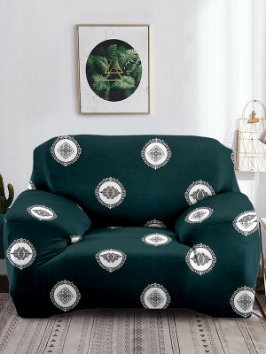 Cortina Polyester Abstract 1 Seater Sofa Cover(Gold Pack of 1)