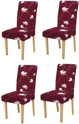 VARIKSH HOMES Polyester Floral 1 Seater Chair Cover(Maroon Pack of 4)