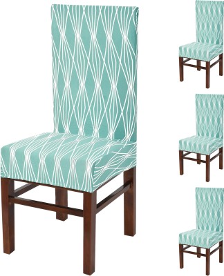 YELLOW WEAVES Polyester Geometric Chair Cover(Teal Grey Pack of 4)