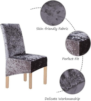Akshara Loomtex Velvet 1 Seater Chair Plain Cover(Pack of 1 Grey)