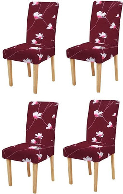MAYURI OVERSEAS Polycotton 1 Seater Chair Floral Cover(Pack of 4 RED FLOWER)