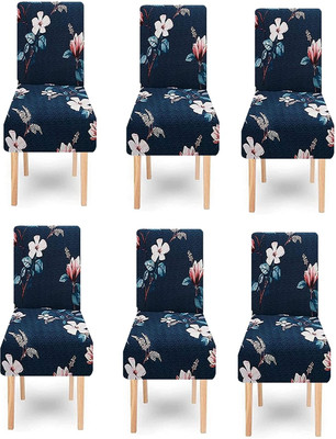 FLORIC Polyester Abstract 1 Seater Chair Cover(Blue Pack of 6)