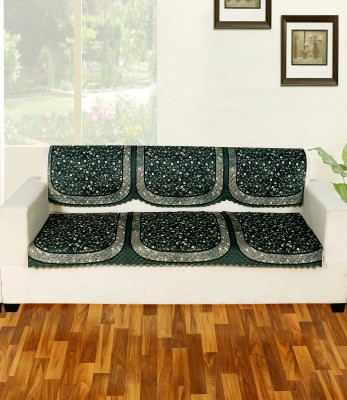 SMARTBUY Velvet Paisley Sofa Cover(Green Pack of 2)