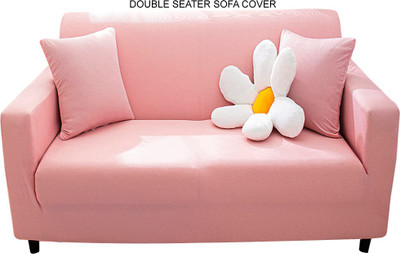 HOUSE OF QUIRK Polyester Plain 3 Seater Sofa Cover(Pink Pack of 1)