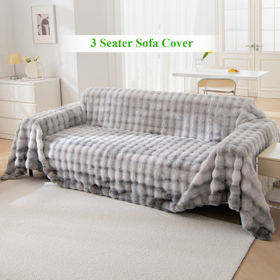 HOKiPO Wool Plain 3 Seater Sofa Cover(Grey Pack of 1)