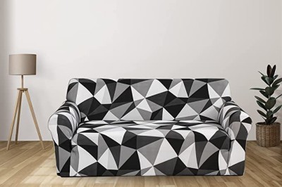 FurShine Polyester Geometric Sofa Cover(Black Pack of 1)