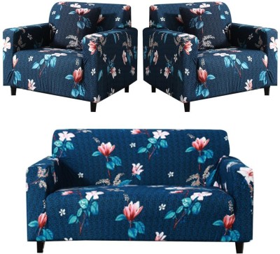 KriShyam Polyester Floral Sofa Cover(Blue Floral Print Pack of 1)