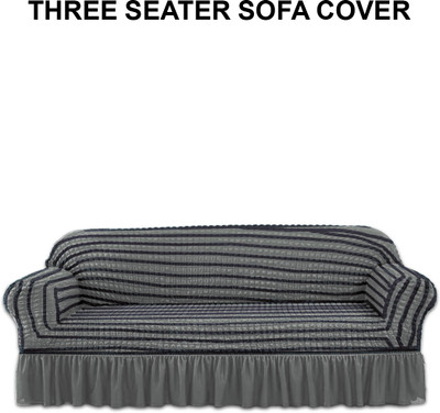 Flipkart SmartBuy Polyester 3 Seater Sofa Polka Cover(Pack of 1 Grey, Black)