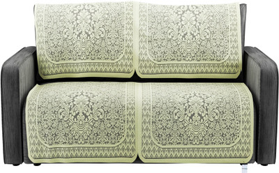 HOMESTIC Cotton 2 Seater Sofa Floral Cover(Pack of 4 Yellow, Brown)