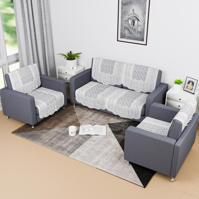 KUBER INDUSTRIES Cotton Geometric 4 Seater Sofa Cover(White Pack of 8)