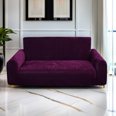 Rabhnoor Velvet, Silk 3 Seater Sofa Plain Cover(Pack of 1 WIne)
