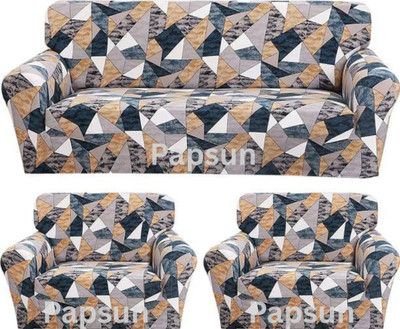 papsun Polyester Geometric 3+1+1 Seater Sofa Cover(Multicolor Pack of 1)