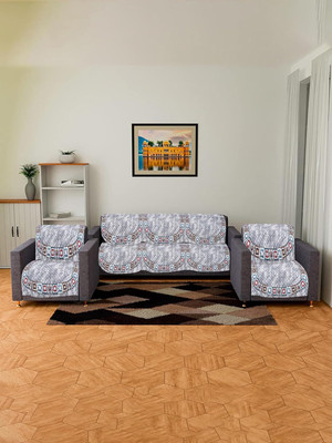Salajyan anchala Velvet 3+1+1 Seater Sofa Polka Cover(Pack of 10 GREY)